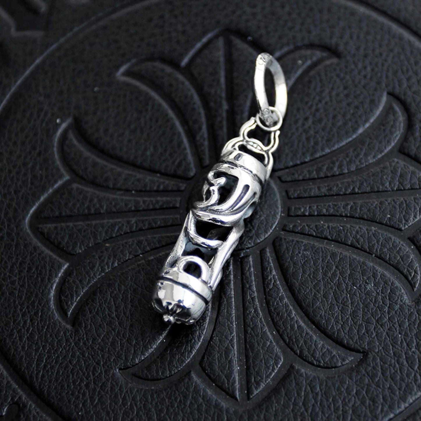 Chrome Hearts Cross & Scout Flower Necklace Pendant, 925 Silver Punk Statement Charm