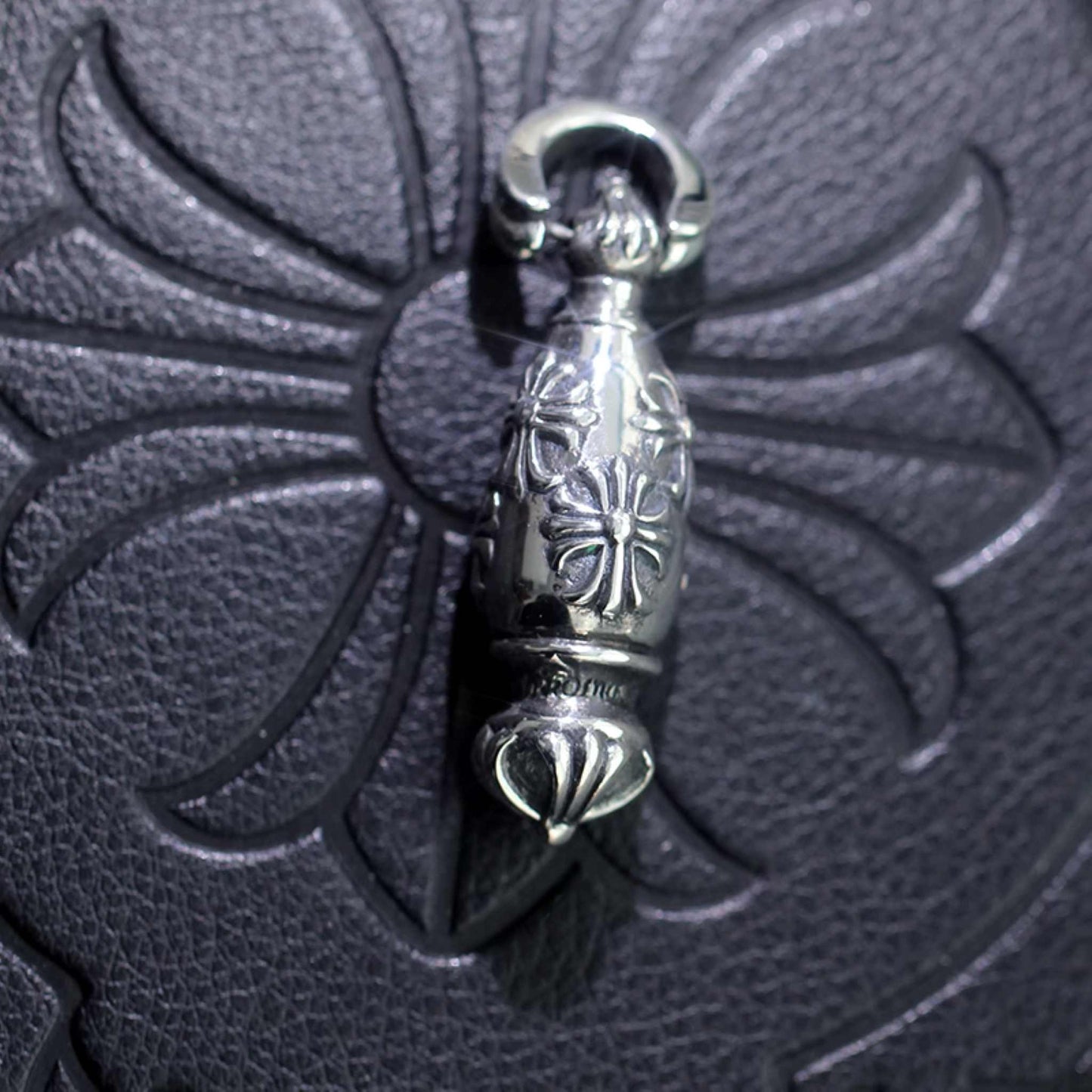 Chrome Hearts Cross & Scout Flower Necklace Pendant, 925 Silver Punk Statement Charm