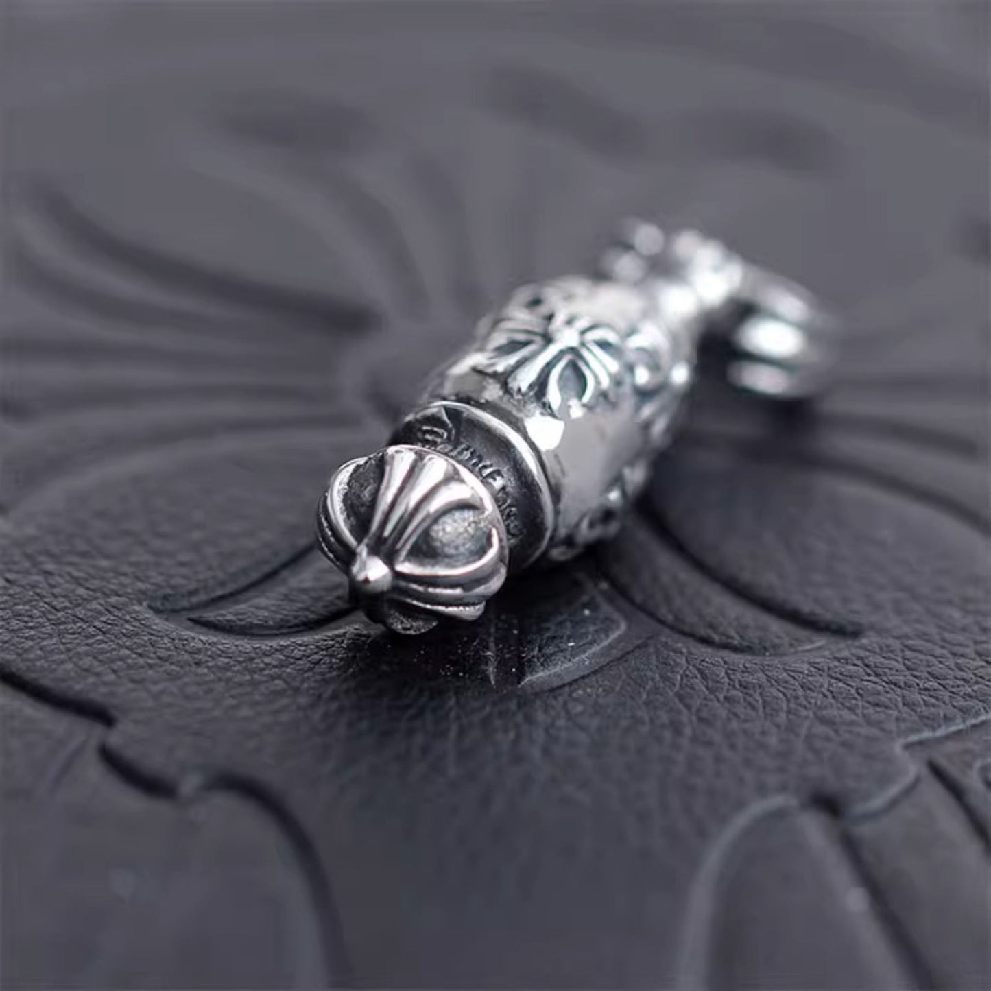 Chrome Hearts Cross & Scout Flower Necklace Pendant, 925 Silver Punk Statement Charm