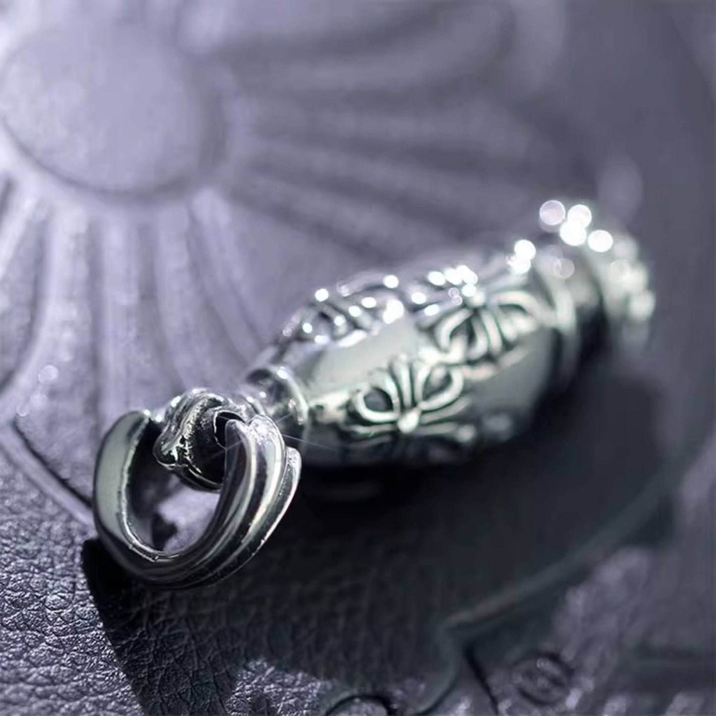 Chrome Hearts Cross & Scout Flower Necklace Pendant, 925 Silver Punk Statement Charm