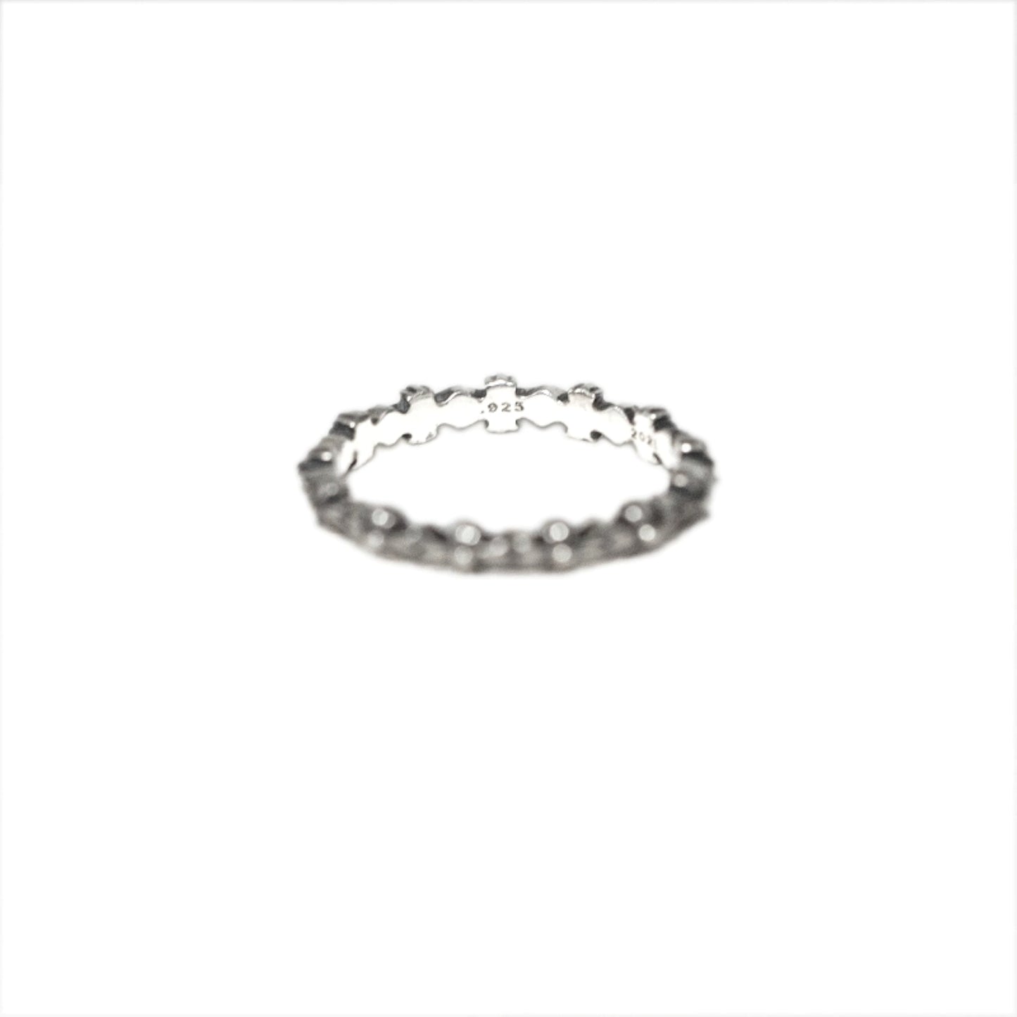 925 Silver Cross Tiny E Babyfat Ring, Punk Statement Cross Ring for Couples