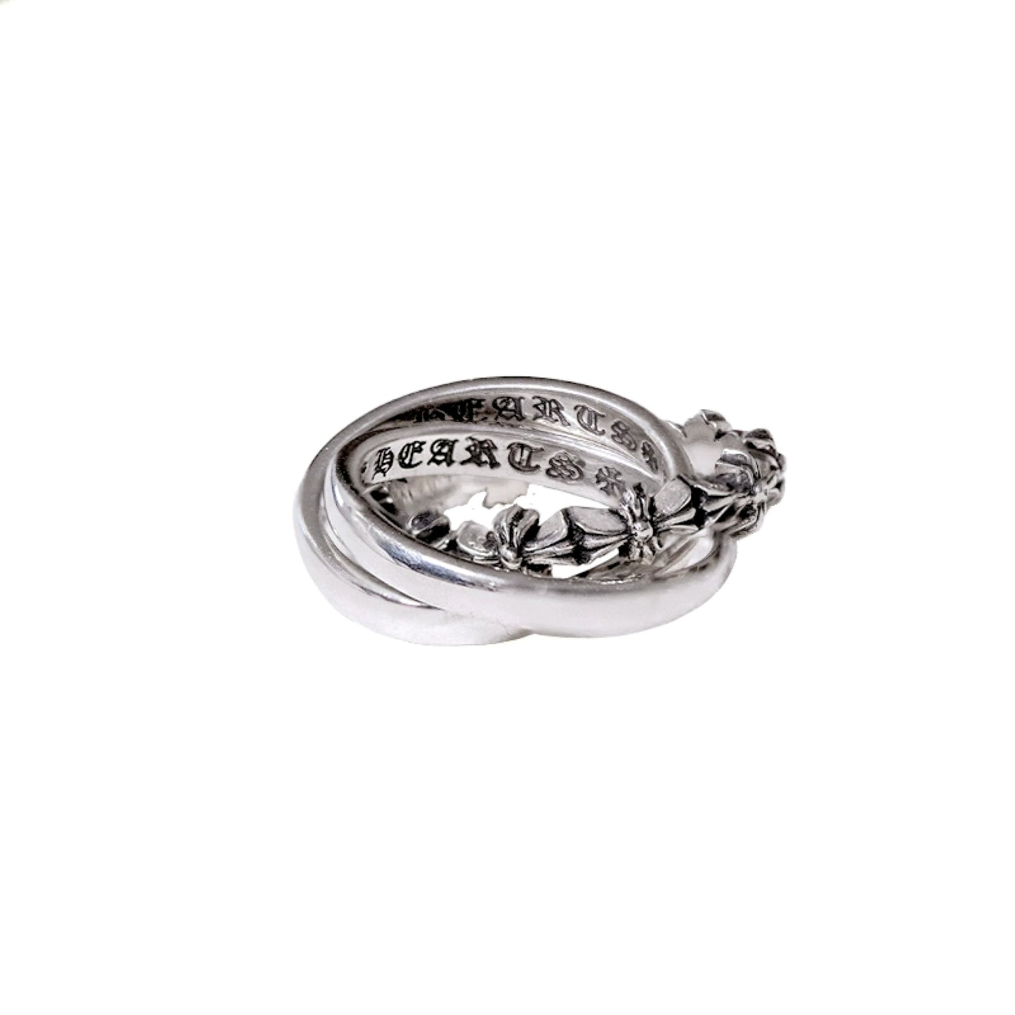 925 Silver Cross Tiny E Plus Band Ring, Punk Statement Triple Stack Rings for Couples