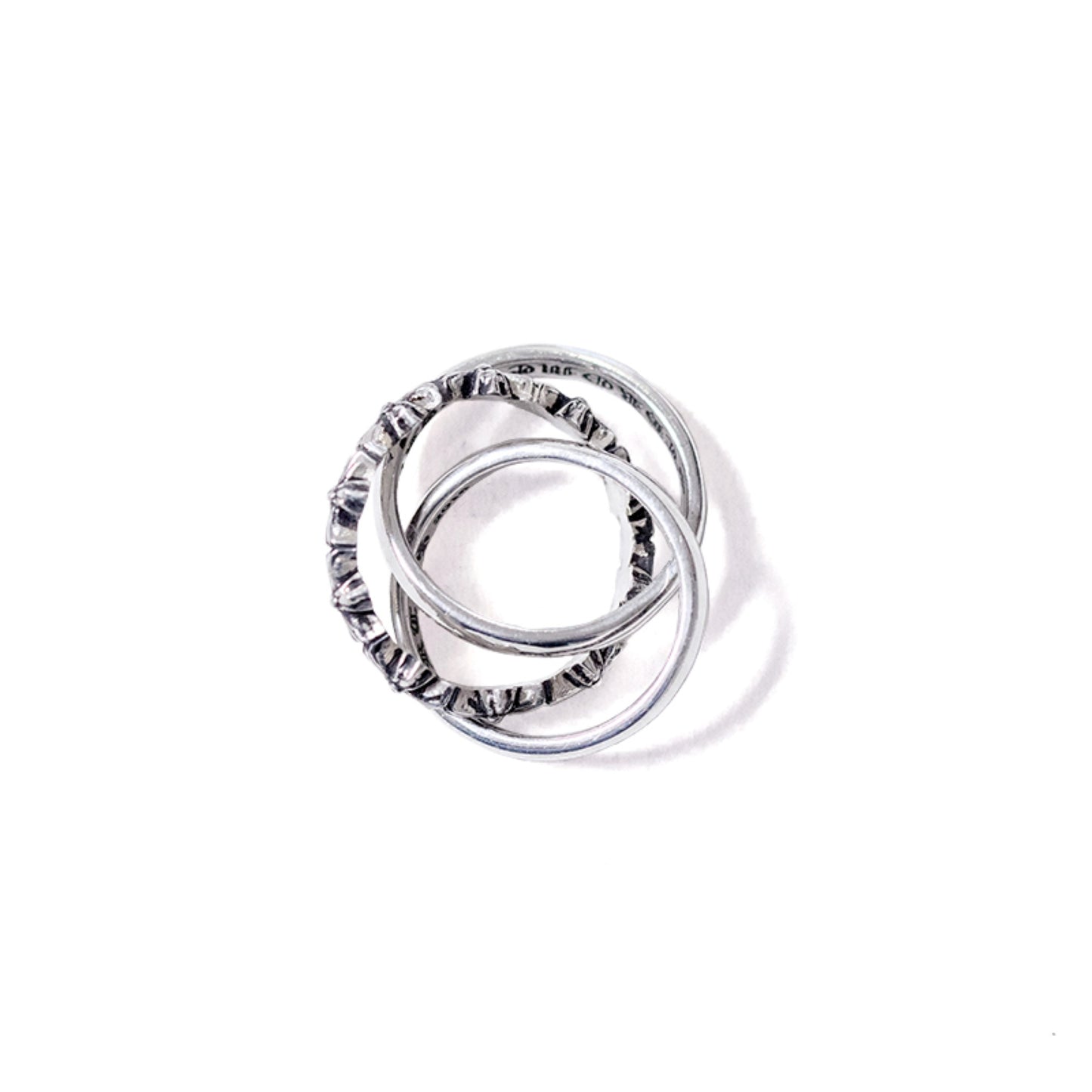 925 Silver Cross Tiny E Plus Band Ring, Punk Statement Triple Stack Rings for Couples