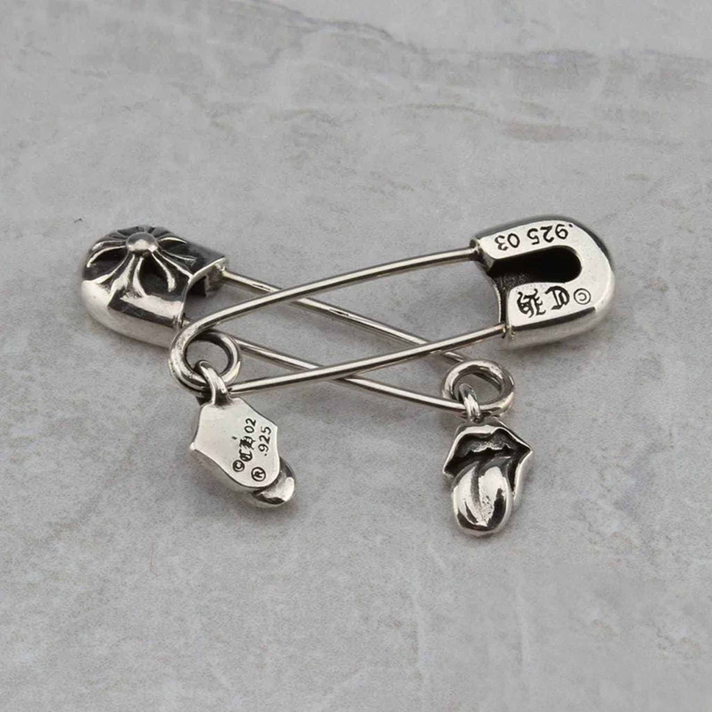 Chrome Hearts Gothic Cross & Tongue Clip Earring, CH Sterling Silver Punk Statement Jewelry
