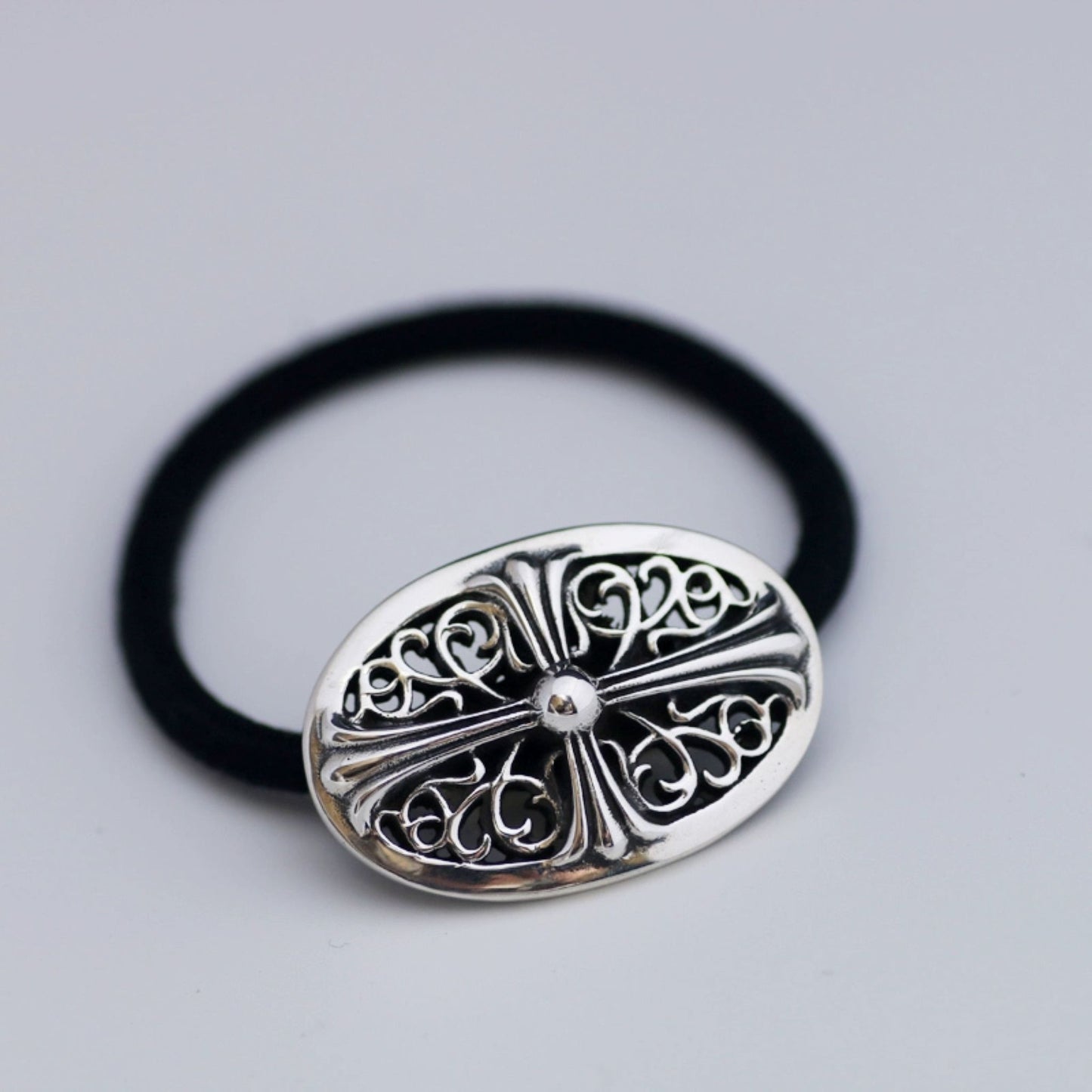 Chrome Hearts Cross & Vine Hair Ties & Bracelets, Sterling Silver Punk Statement Ponytail Holder