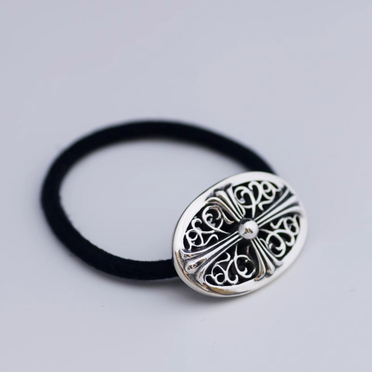 Chrome Hearts Cross & Vine Hair Ties & Bracelets, Sterling Silver Punk Statement Ponytail Holder