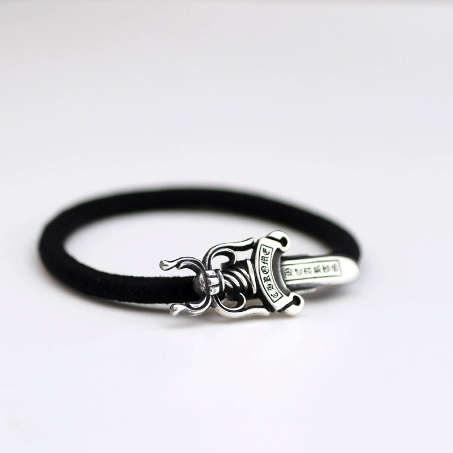 Chrome Hearts Gothic Dagger Hair Ties & Bracelets, Sterling Silver Punk Statement Ponytail Holder