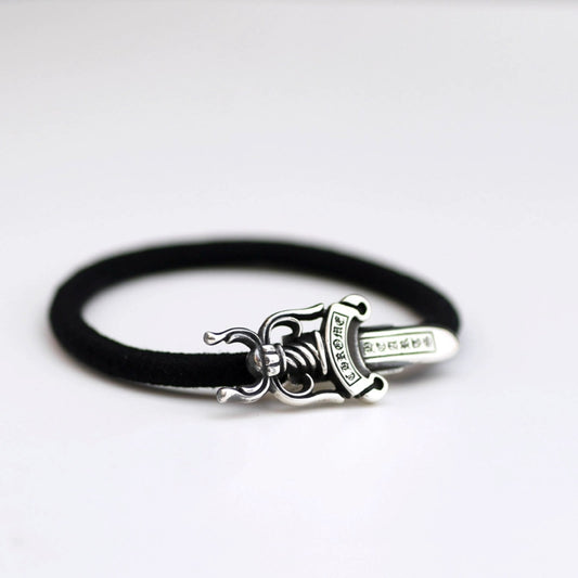 Chrome Hearts Gothic Dagger Hair Ties & Bracelets, Sterling Silver Punk Statement Ponytail Holder