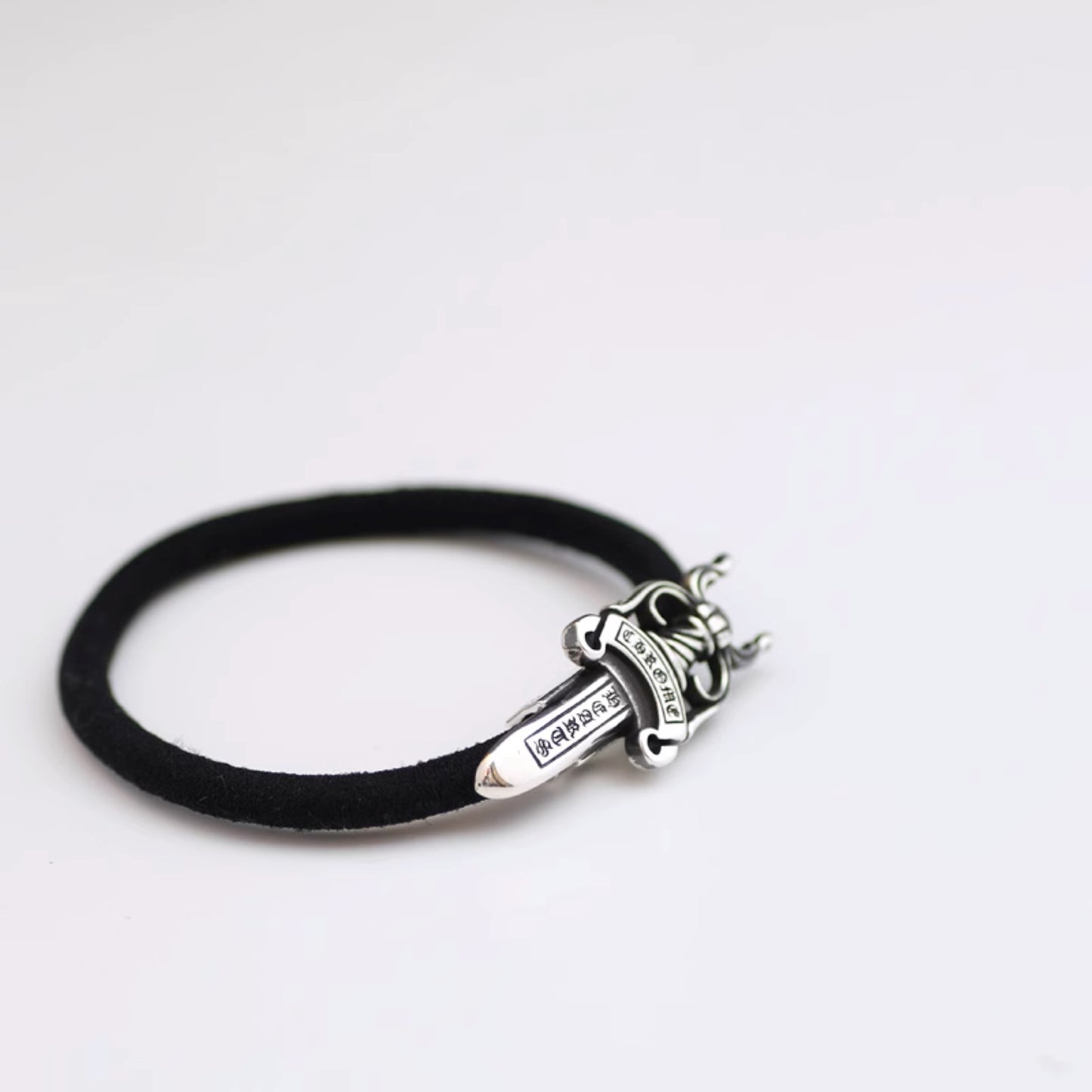 Chrome Hearts Gothic Dagger Hair Ties & Bracelets, Sterling Silver Punk Statement Ponytail Holder