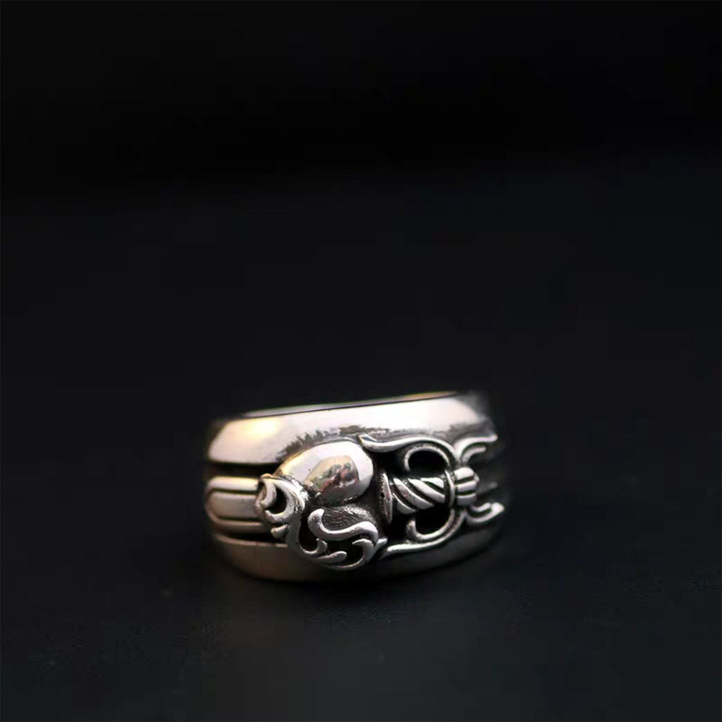 Sterling Silver Gothic Dagger Heart Ring, Punk Statement Silver Rings for Couples