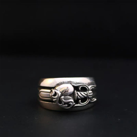 Sterling Silver Gothic Dagger Heart Ring, Punk Statement Silver Rings for Couples