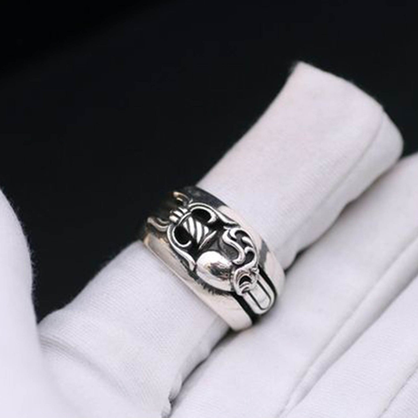 Sterling Silver Gothic Dagger Heart Ring, Punk Statement Silver Rings for Couples