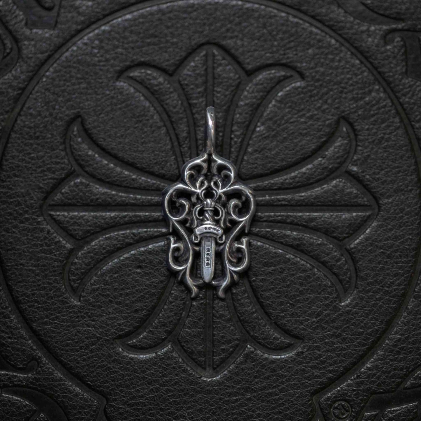 Chrome Hearts Hollow Dagger & Vine Necklace Pendant, 925 Silver Punk Statement Charm