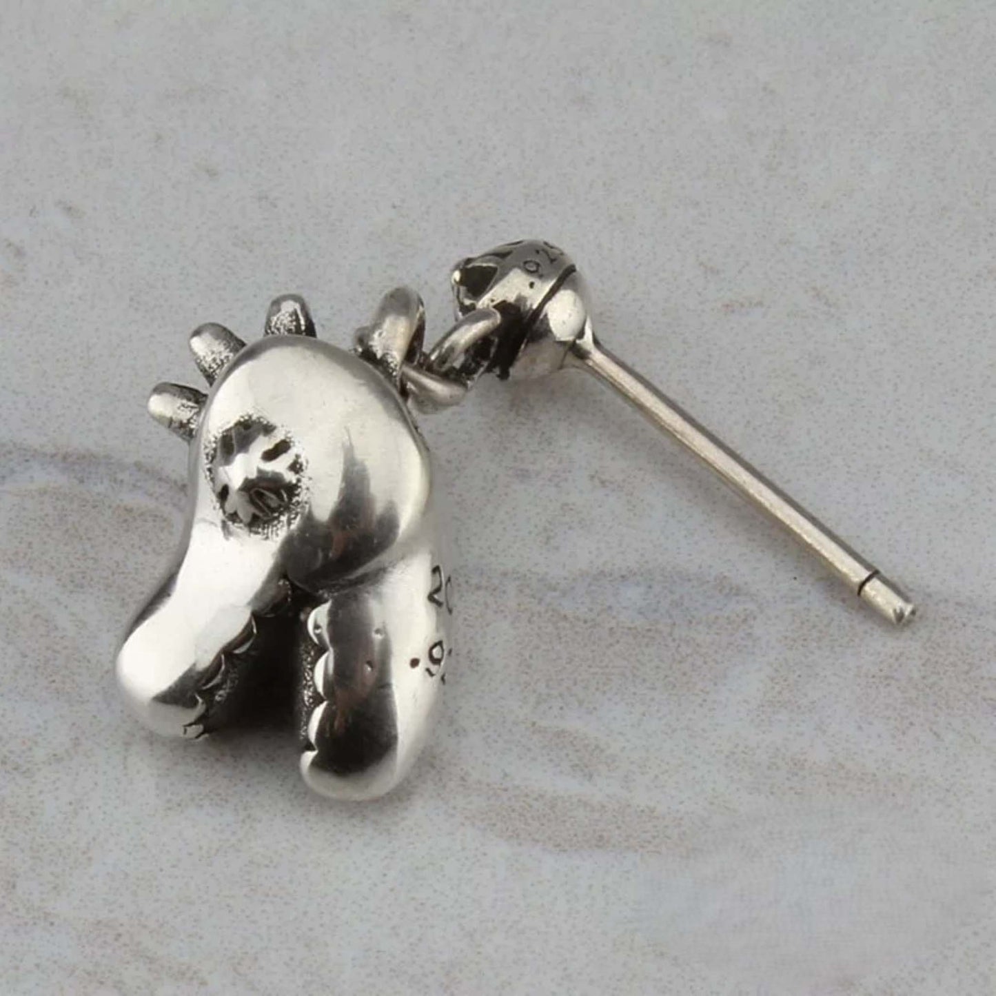 Chrome Hearts Dinosaur Head Design Earrings, Sterling Silver Punk Statement Dangle Earring