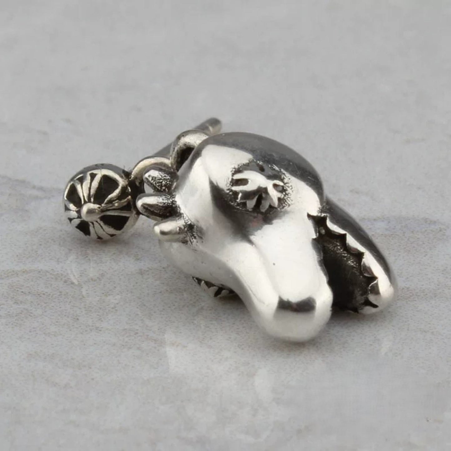 Chrome Hearts Dinosaur Head Design Earrings, Sterling Silver Punk Statement Dangle Earring