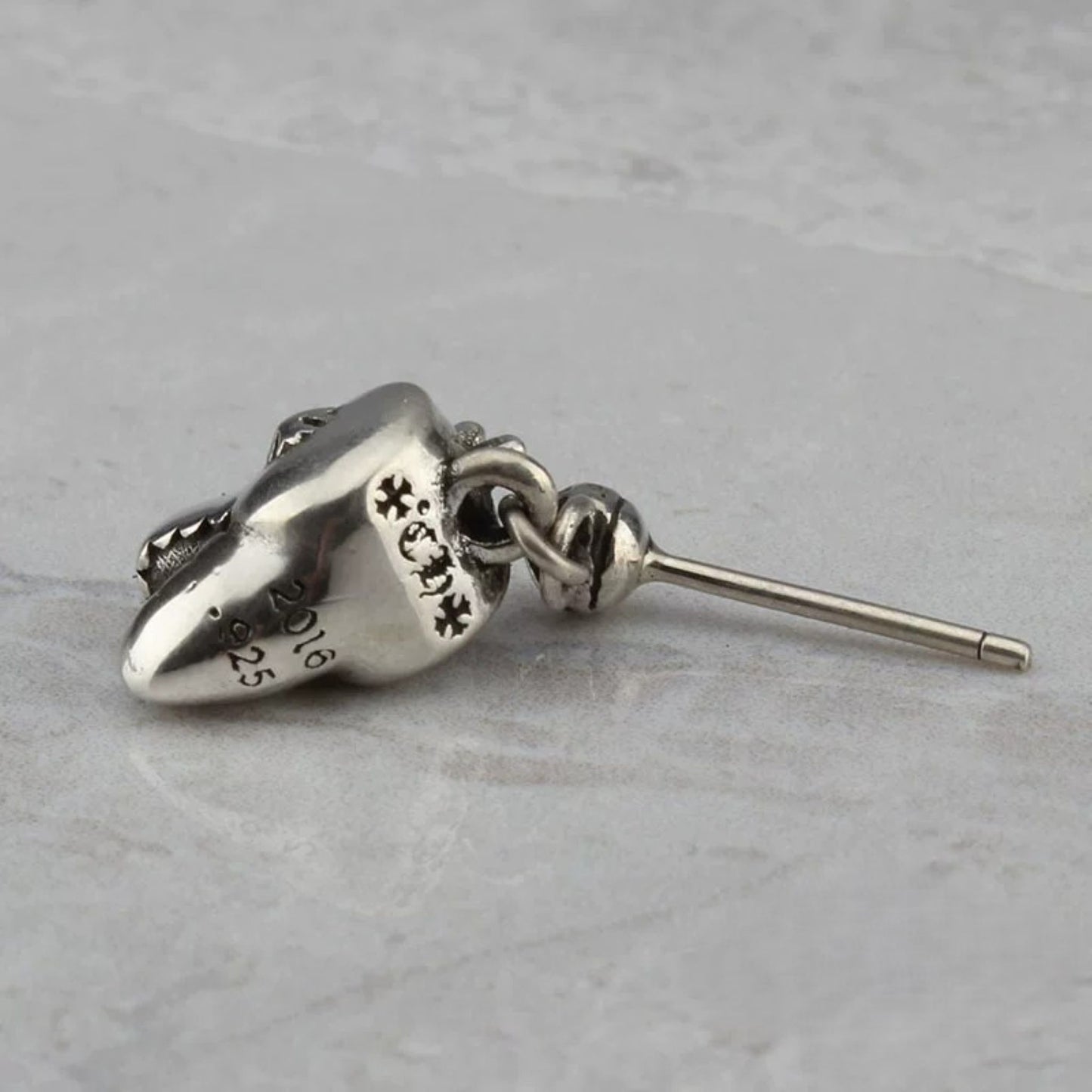 Chrome Hearts Dinosaur Head Design Earrings, Sterling Silver Punk Statement Dangle Earring