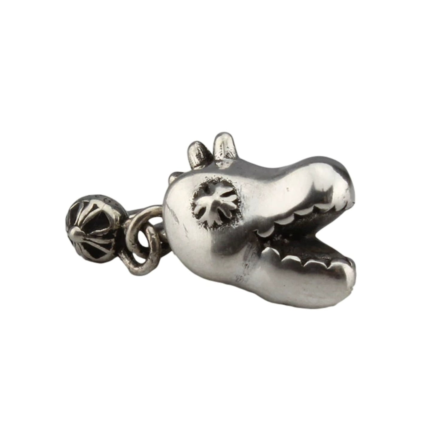 Chrome Hearts Dinosaur Head Design Earrings, Sterling Silver Punk Statement Dangle Earring