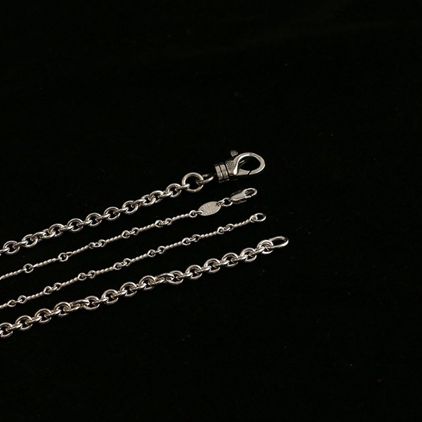 Chrome Hearts Stacking Necklace Set, Sterling Silver Rolo & Twist Chain Double Chain Necklaces