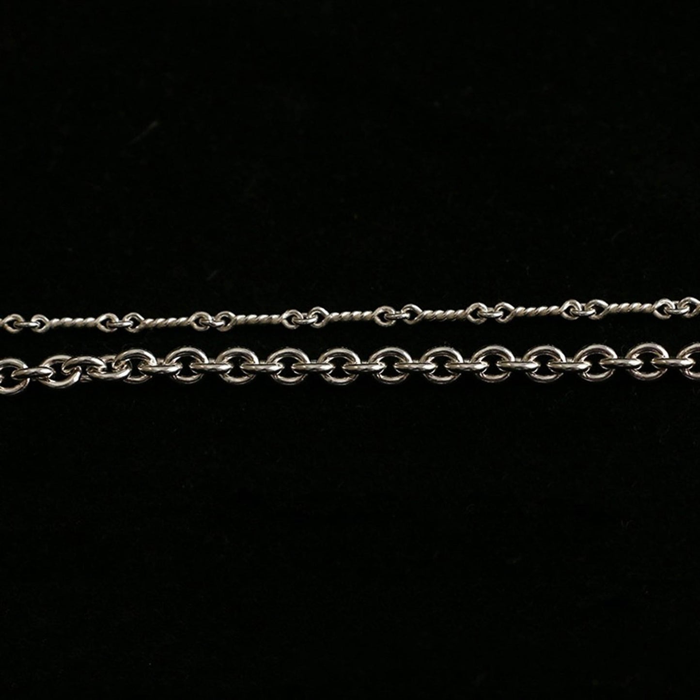 Chrome Hearts Stacking Necklace Set, Sterling Silver Rolo & Twist Chain Double Chain Necklaces