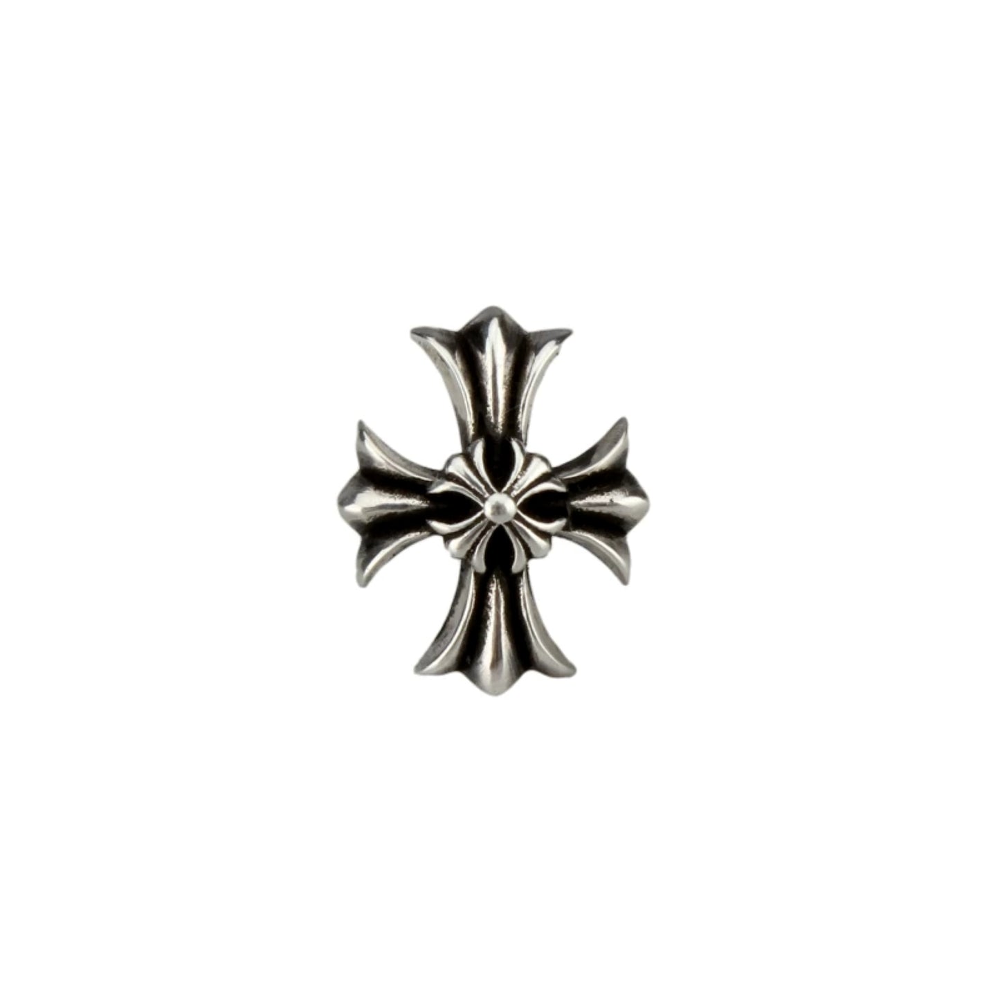 Sterling Silver Gothic Double Layer Cross Earrings, Silver Punk Statement Stud Earring