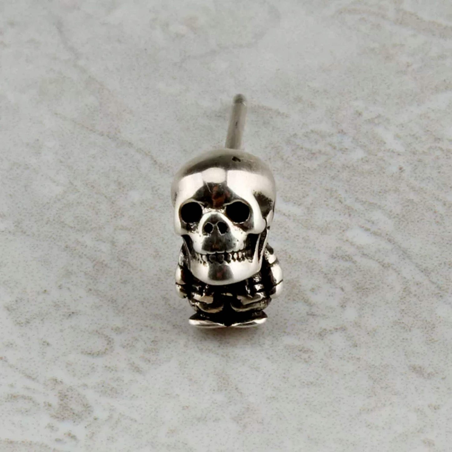 Chrome Hearts FOTI Earring, CH Skeleton Sterling Silver Punk Statement Stud Earrings