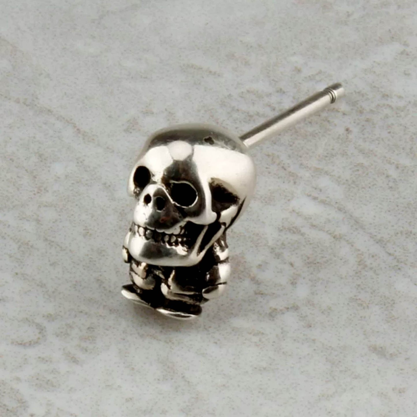 Chrome Hearts FOTI Earring, CH Skeleton Sterling Silver Punk Statement Stud Earrings