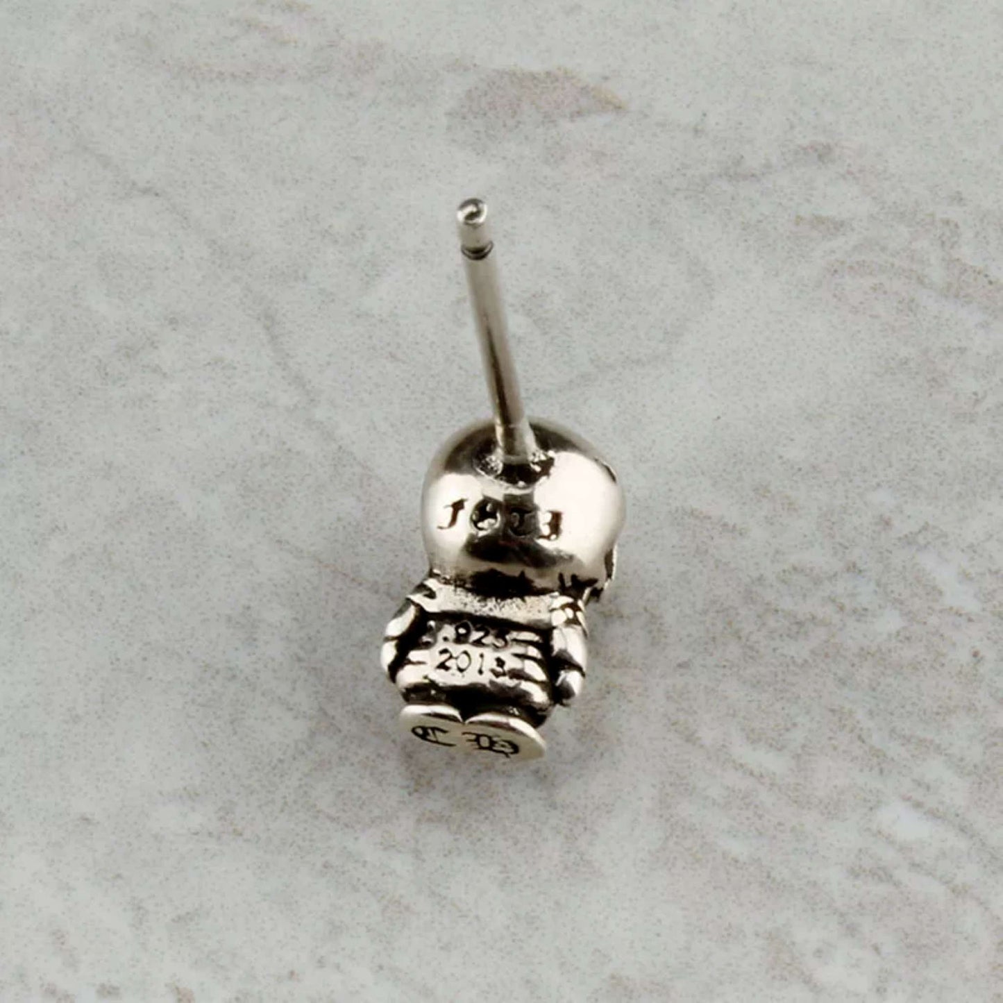 Chrome Hearts FOTI Earring, CH Skeleton Sterling Silver Punk Statement Stud Earrings