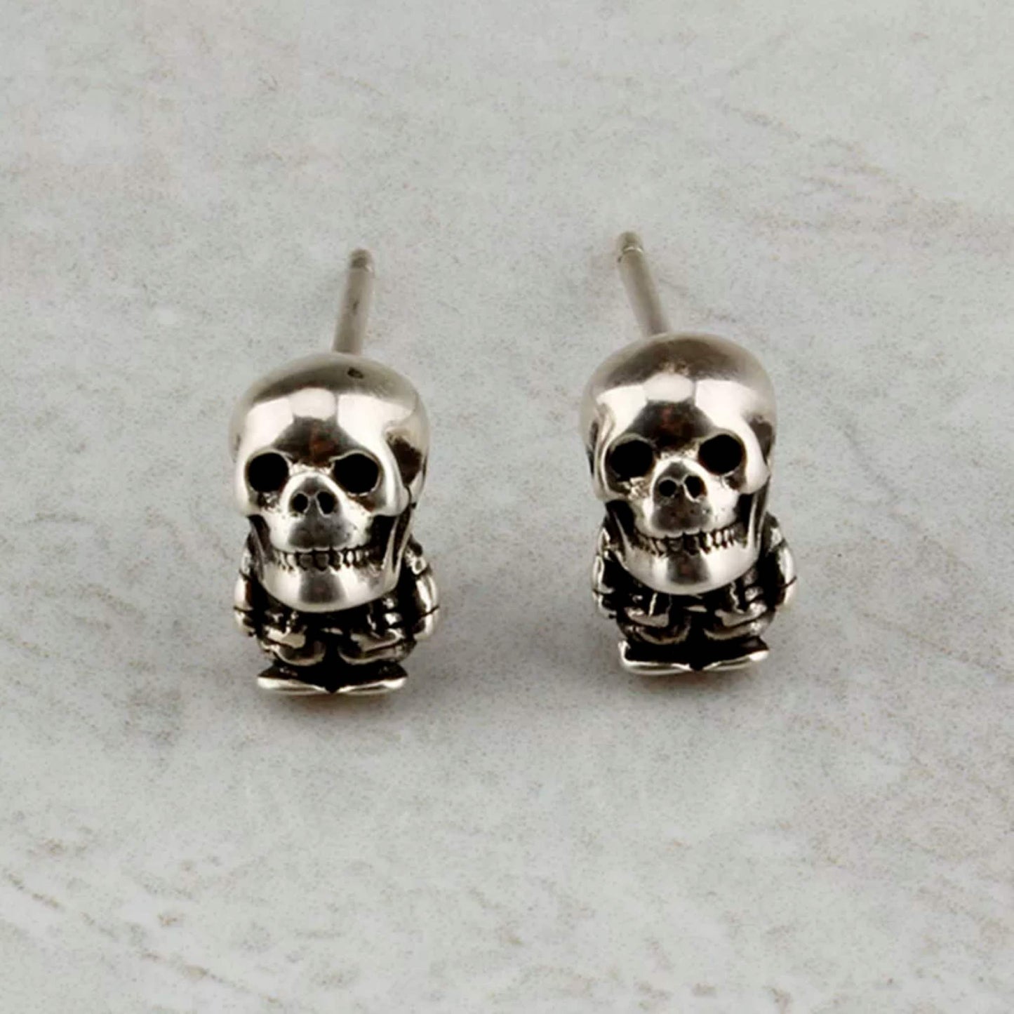 Chrome Hearts FOTI Earring, CH Skeleton Sterling Silver Punk Statement Stud Earrings
