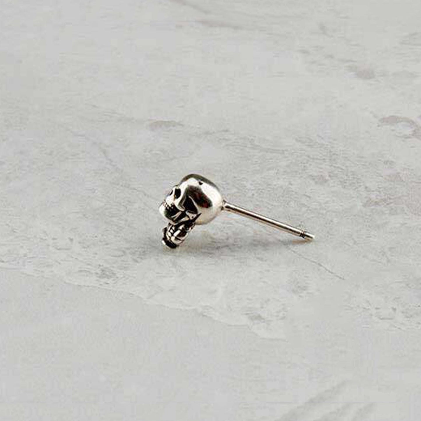 Chrome Hearts FOTI Earring, CH Skeleton Sterling Silver Punk Statement Stud Earrings