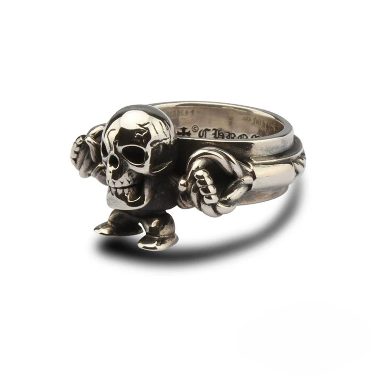 Chrome Hearts Foti Harris Teeter Ring, Sterling Silver Punk Statement Skeleton Rings