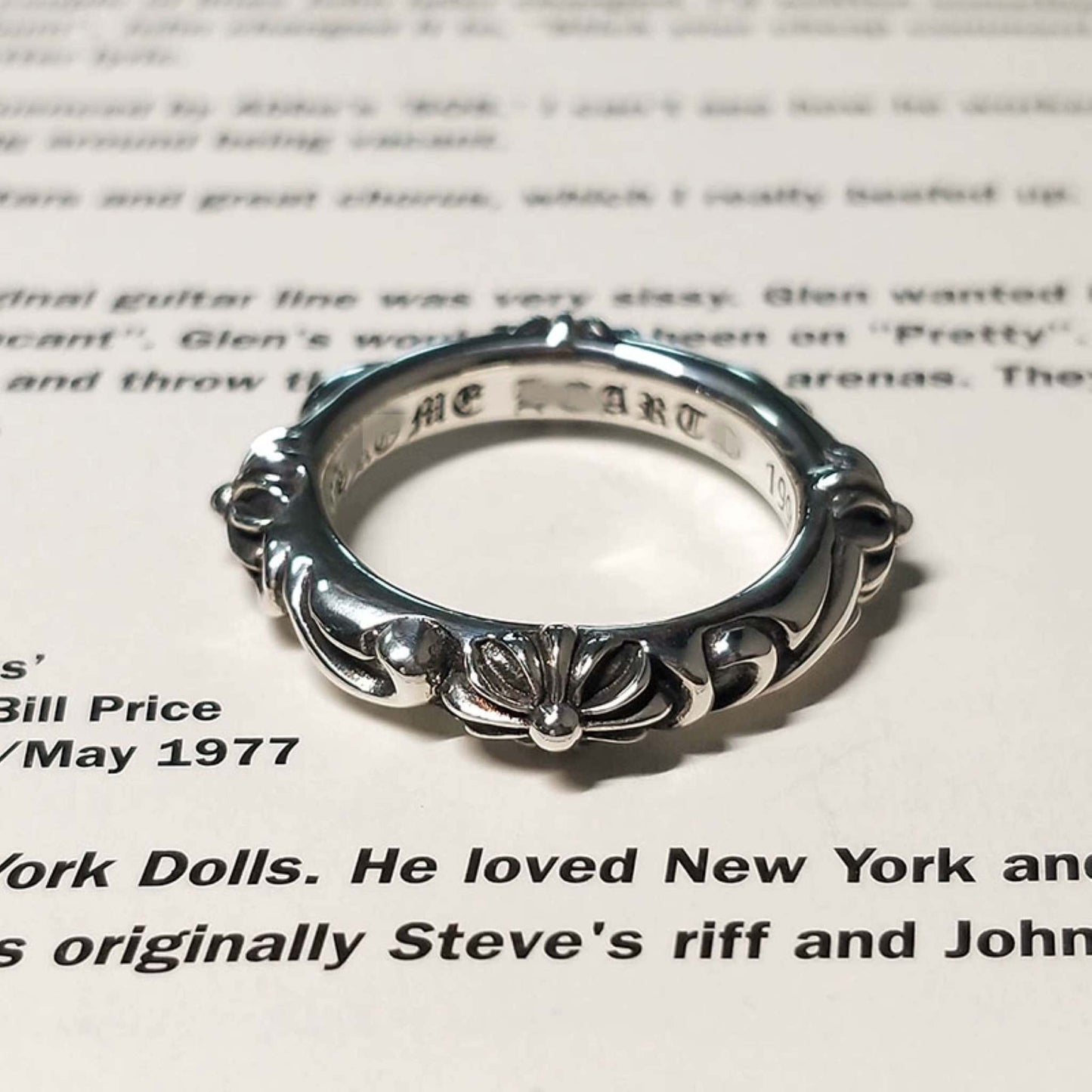 Chrome Hearts Four Crosses Flower Ring, 925 Silver Punk Statement Ring for Couples