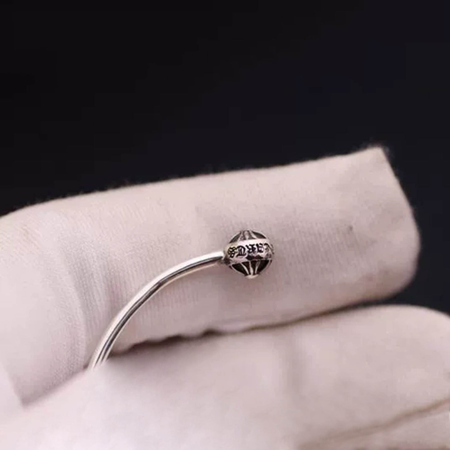 Chrome Hearts Sterling Silver Open Bracelet, Gothic Cross Bangle, Punk Statement Bracelets