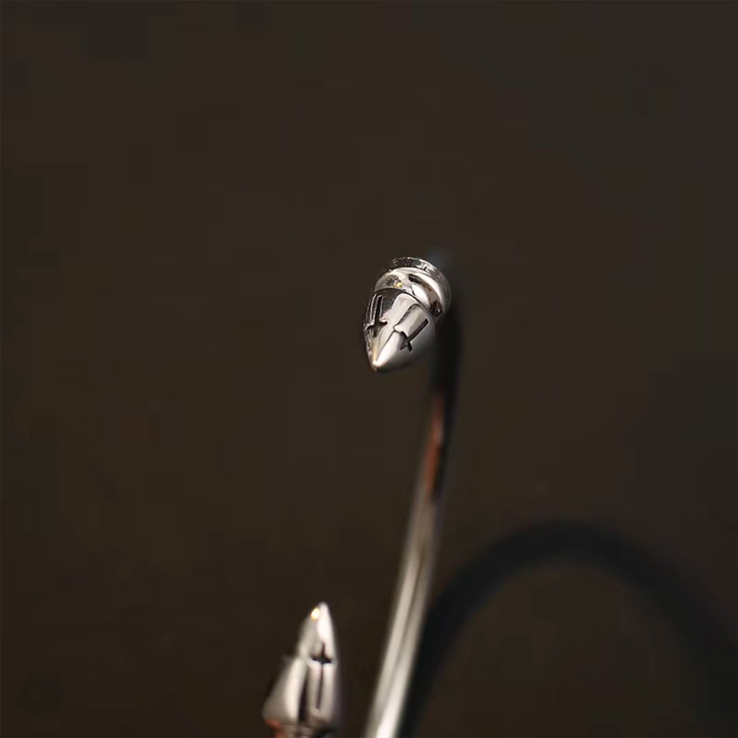 Chrome Hearts Sterling Silver Open Bracelet, Bullet Head Bangle, Punk Statement Bracelets