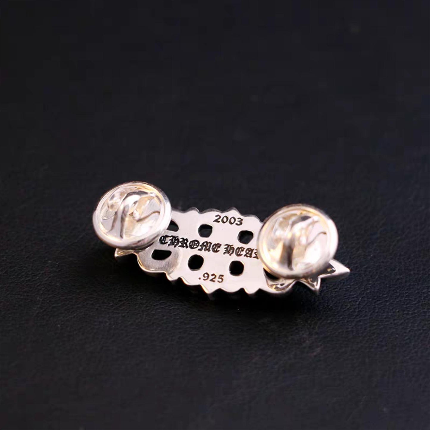 Chrome Hearts Gothic Cross Flower Brooch Pin, Punk Statement Sterling Silver Accessories