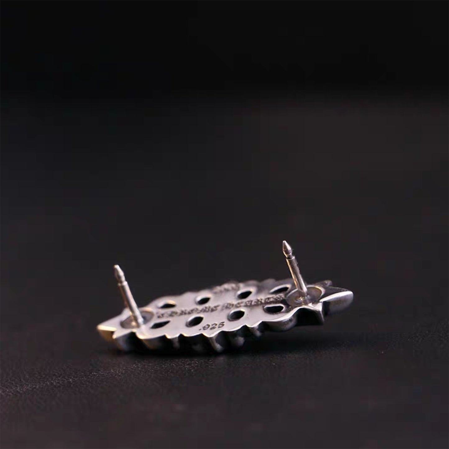 Chrome Hearts Gothic Cross Flower Brooch Pin, Punk Statement Sterling Silver Accessories