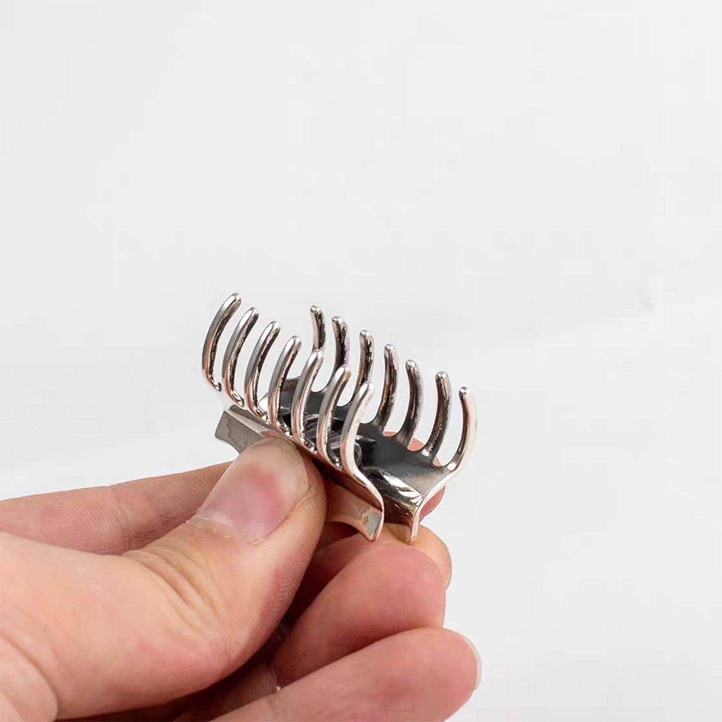 Chrome Hearts Gothic Cross Hair Claw Clip, Punk Statement Hairpin Sterling Silver Accessories