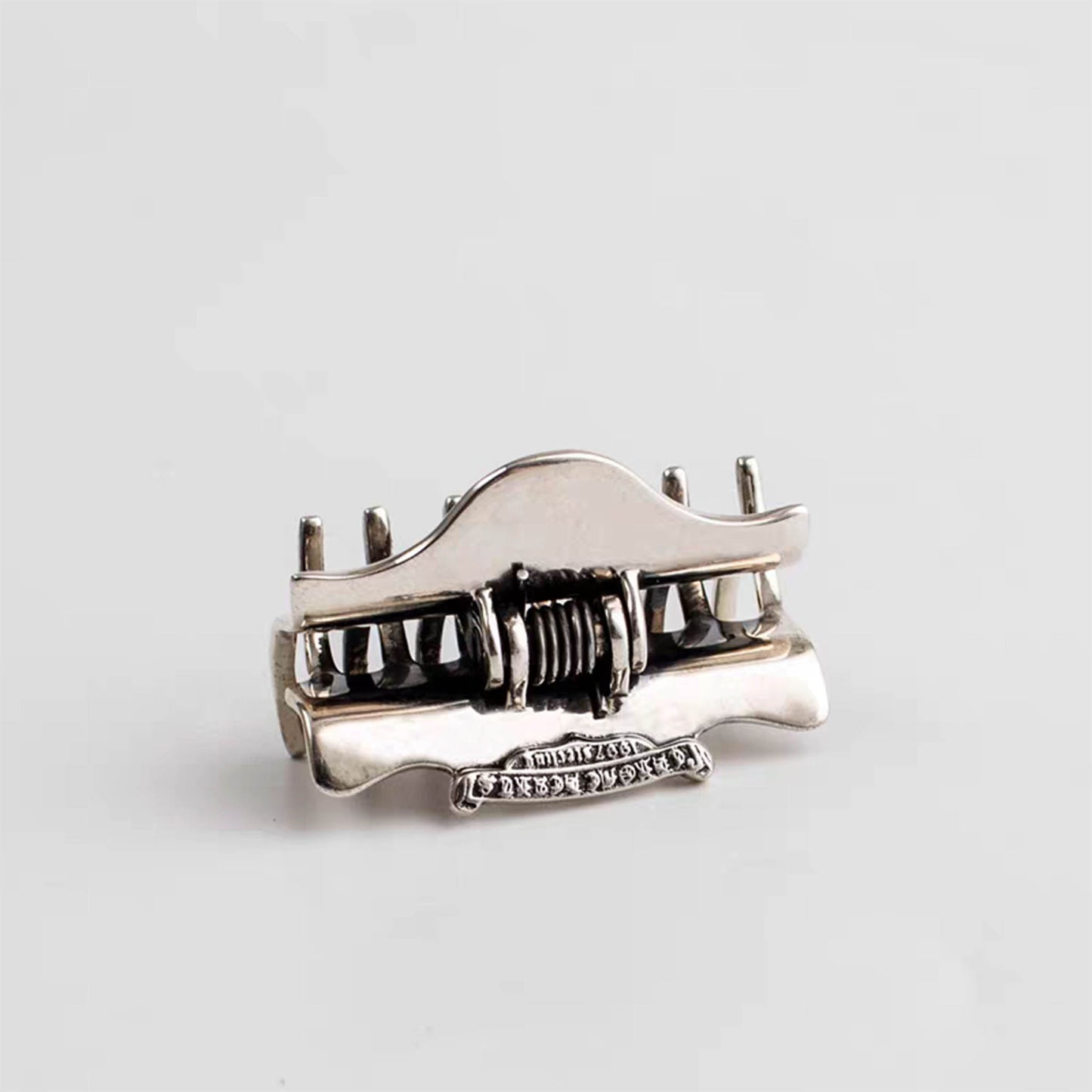 Chrome Hearts Gothic Cross Hair Claw Clip, Punk Statement Hairpin Sterling Silver Accessories