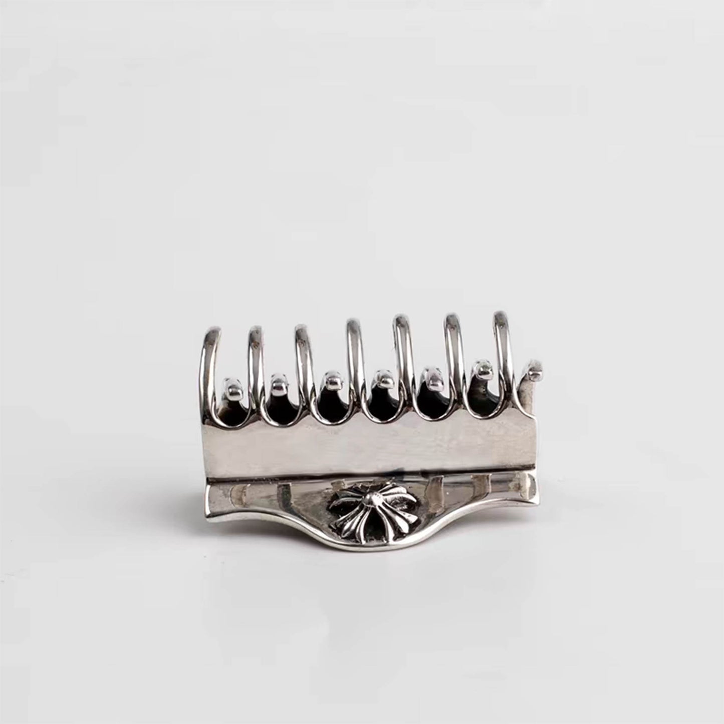 Chrome Hearts Gothic Cross Hair Claw Clip, Punk Statement Hairpin Sterling Silver Accessories