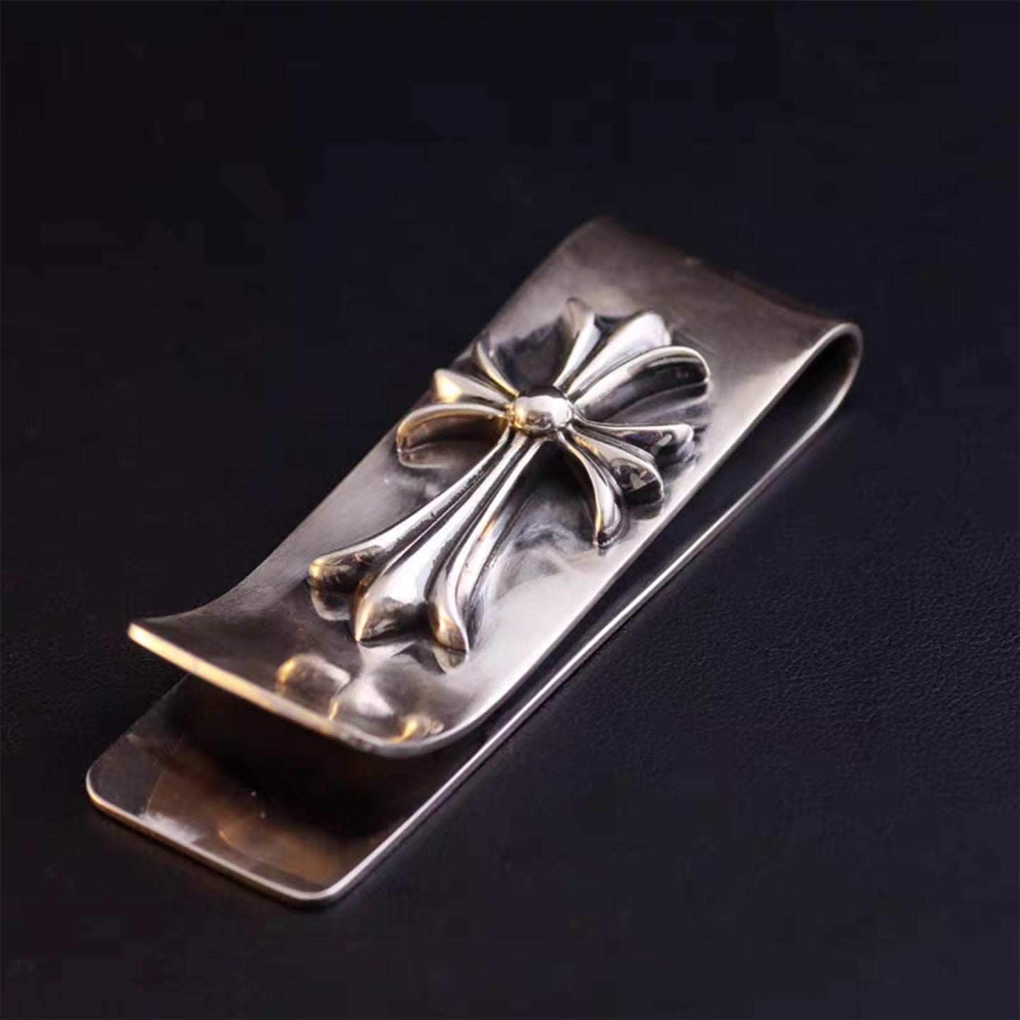 Chrome Hearts Gothic Cross Money Clip, Punk Statement Sterling Silver Accessories