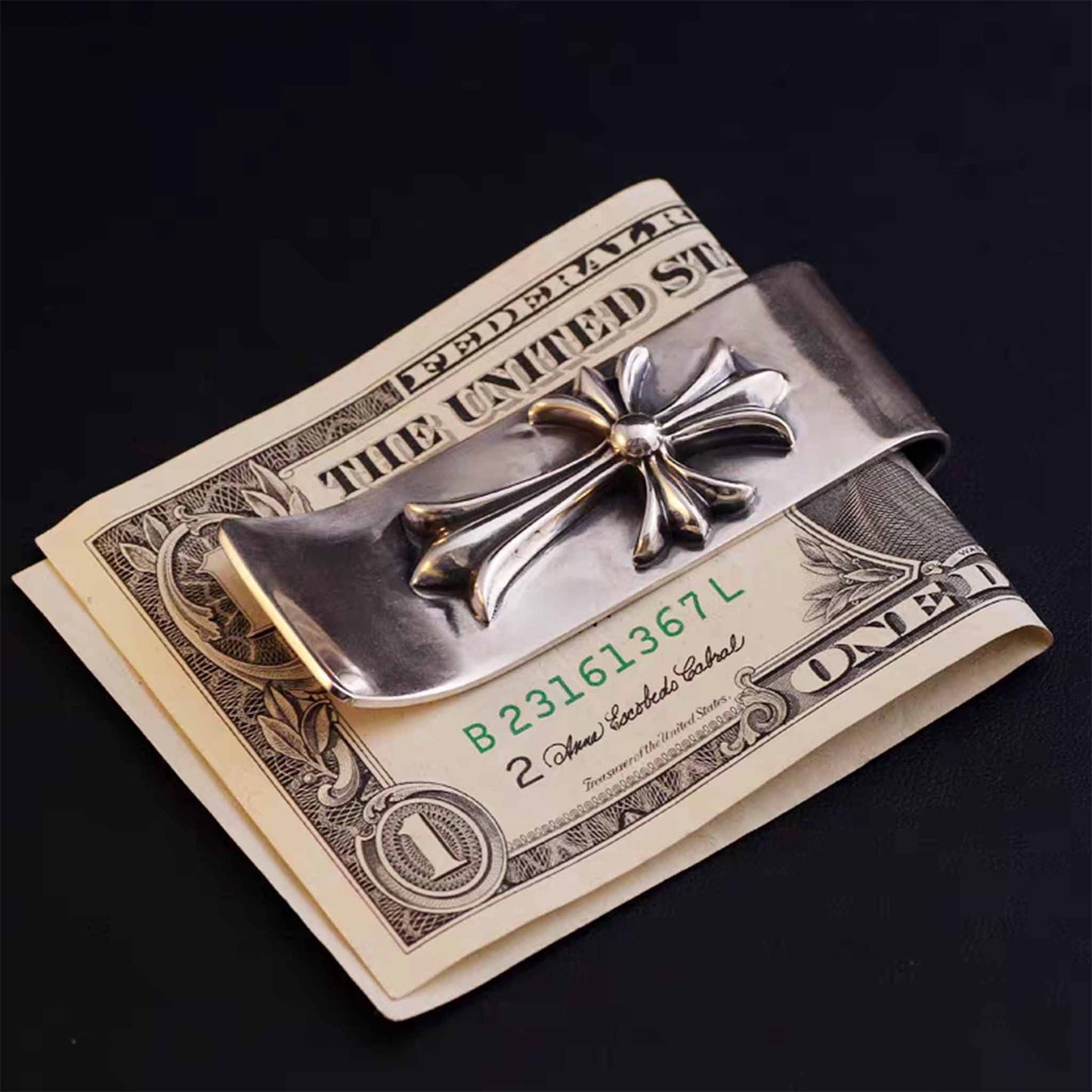 Chrome Hearts Gothic Cross Money Clip, Punk Statement Sterling Silver Accessories