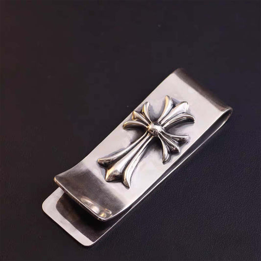 Chrome Hearts Gothic Cross Money Clip, Punk Statement Sterling Silver Accessories