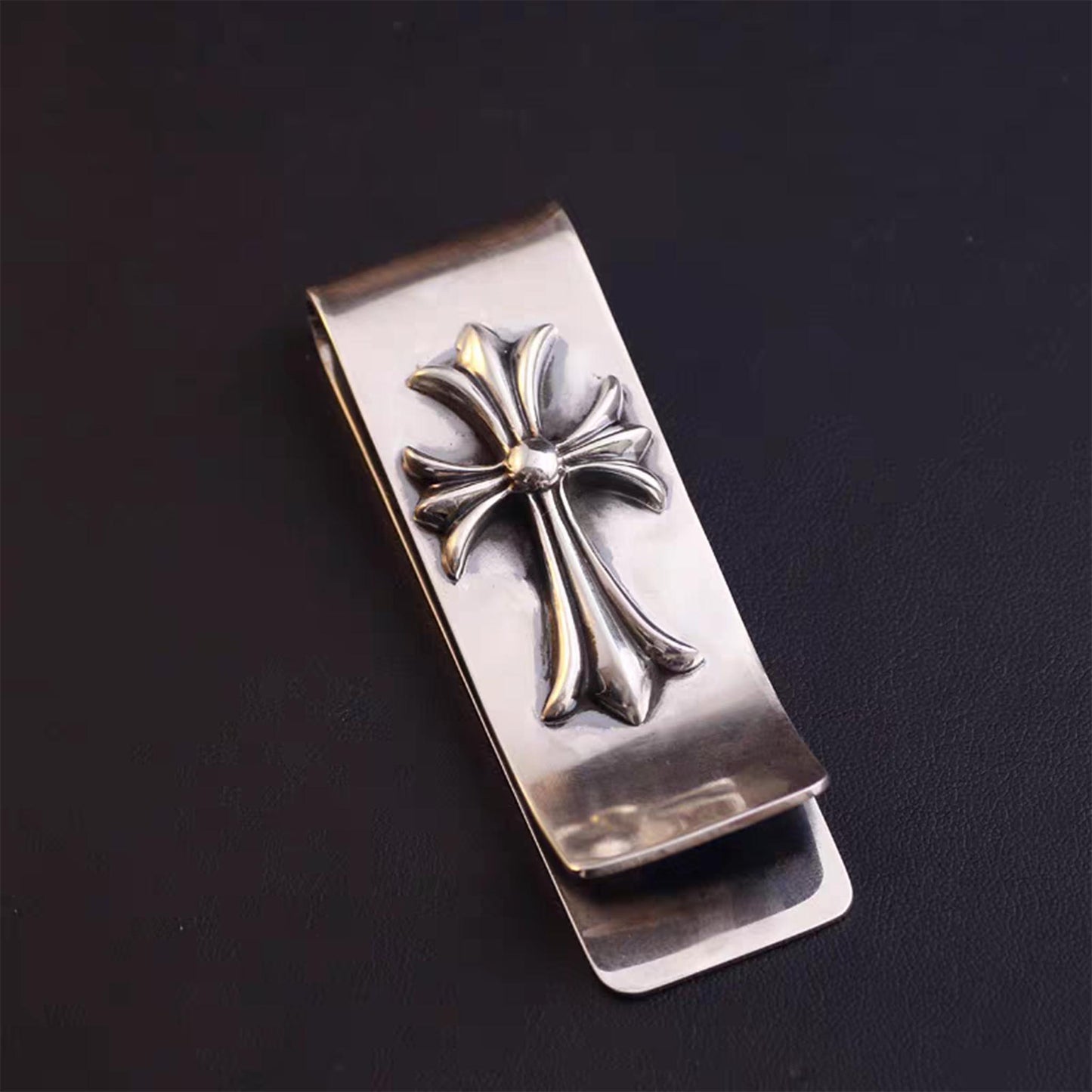Chrome Hearts Gothic Cross Money Clip, Punk Statement Sterling Silver Accessories