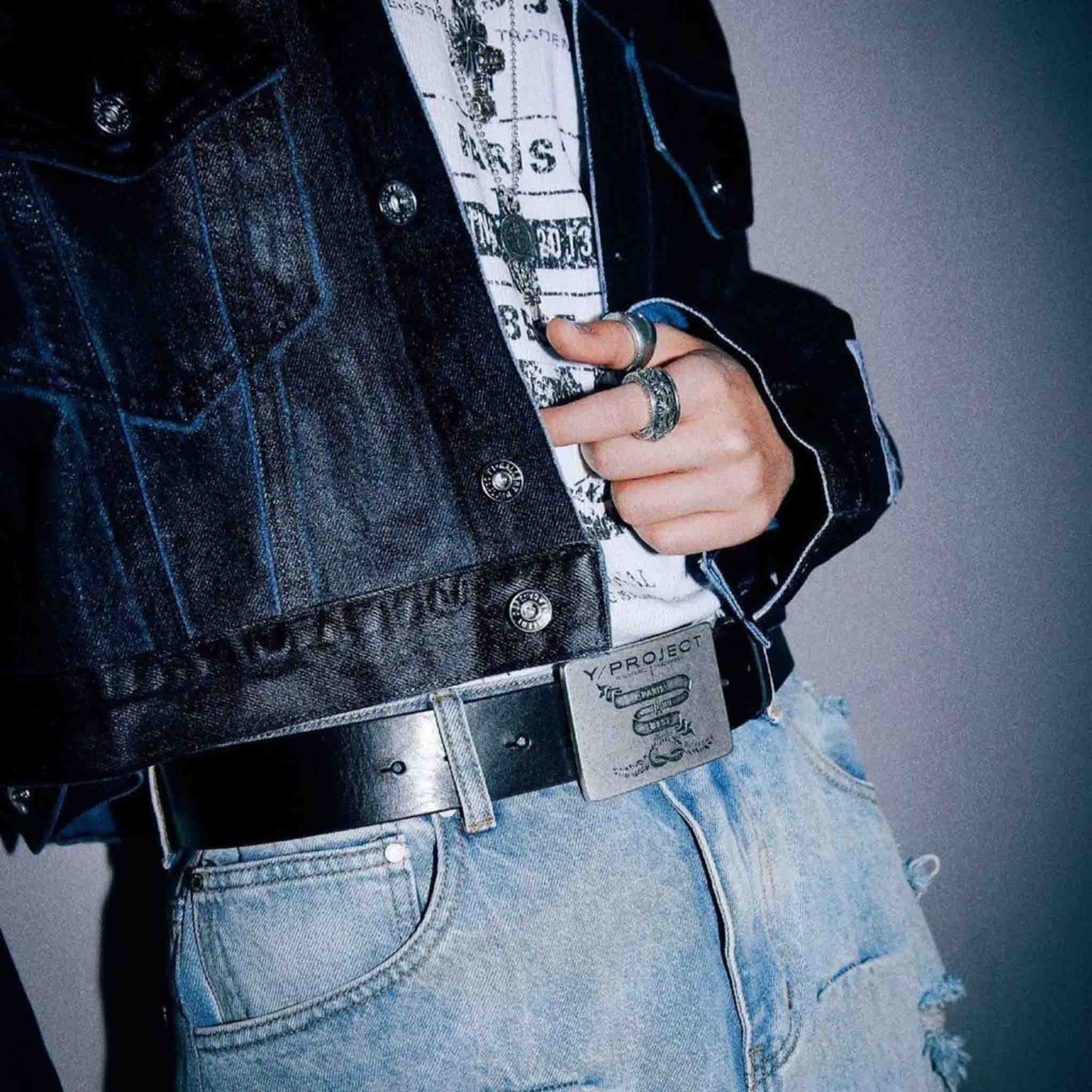 Chrome Hearts Gothic Cross Pendant Necklace, Sterling Silver Cross Charm Ball Chain Necklace