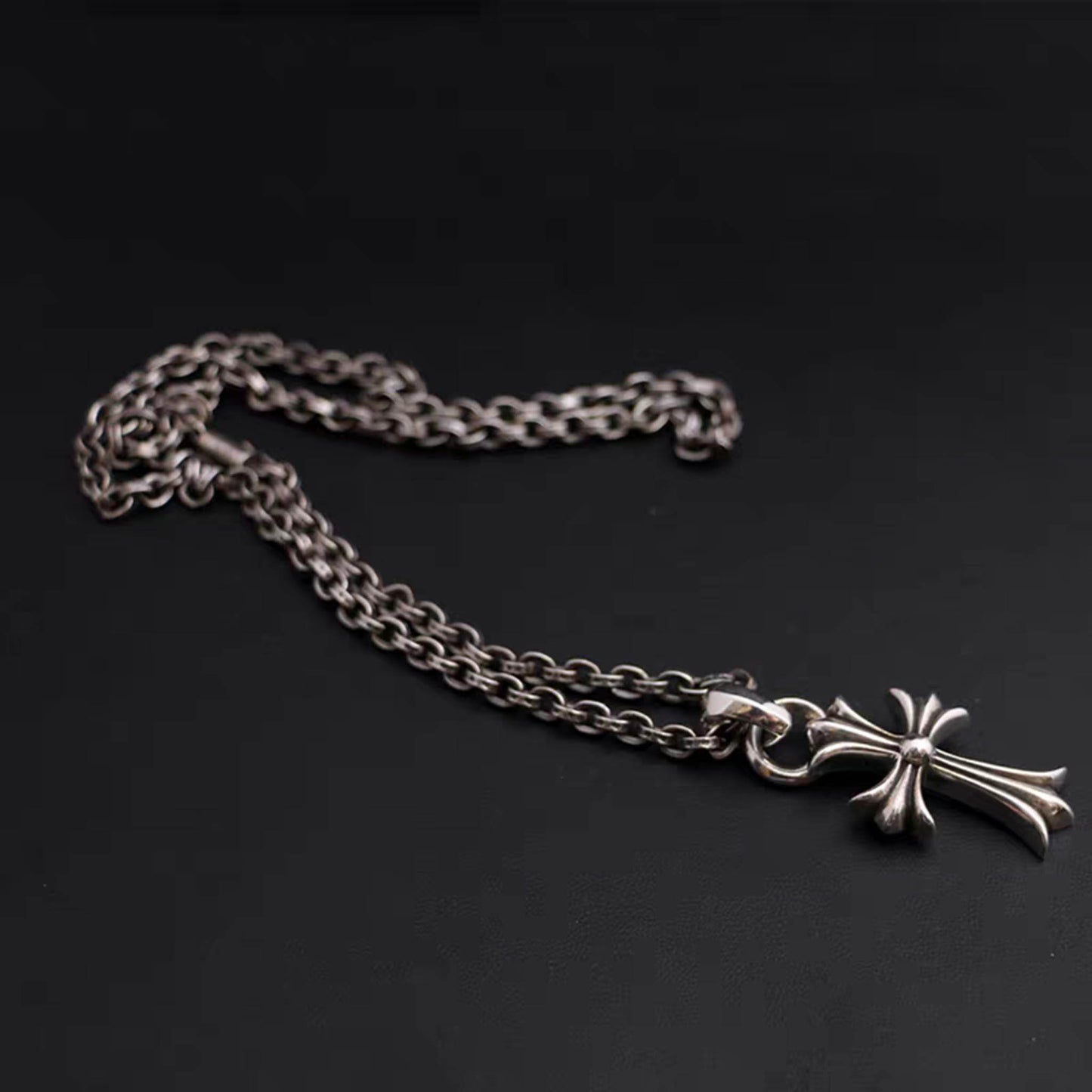 Chrome Hearts Style Necklace Pendant, Medium Gothic Cross Sterling Silver Pendant, Punk Statement Charm