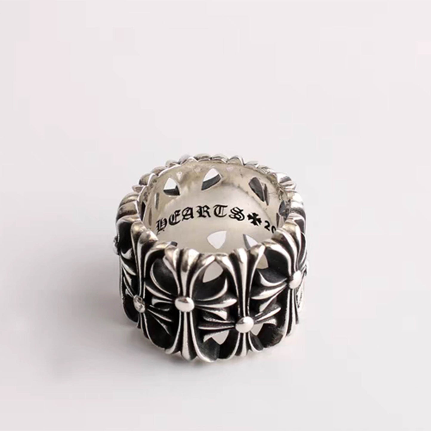 Gothic Cross Cemetery Ring, Sterling Silver Punk Statement Rings for Couples