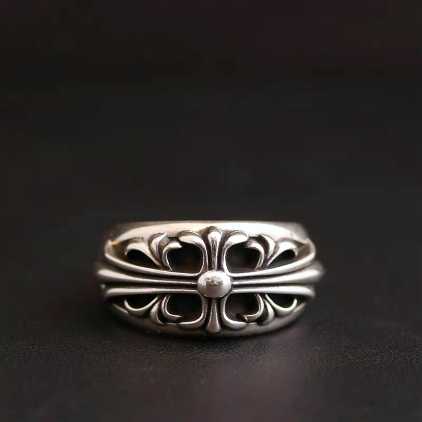 Sterling Silver Gothic Cross Ring, Silver Punk Statement Rings, Couples Relationship Ring