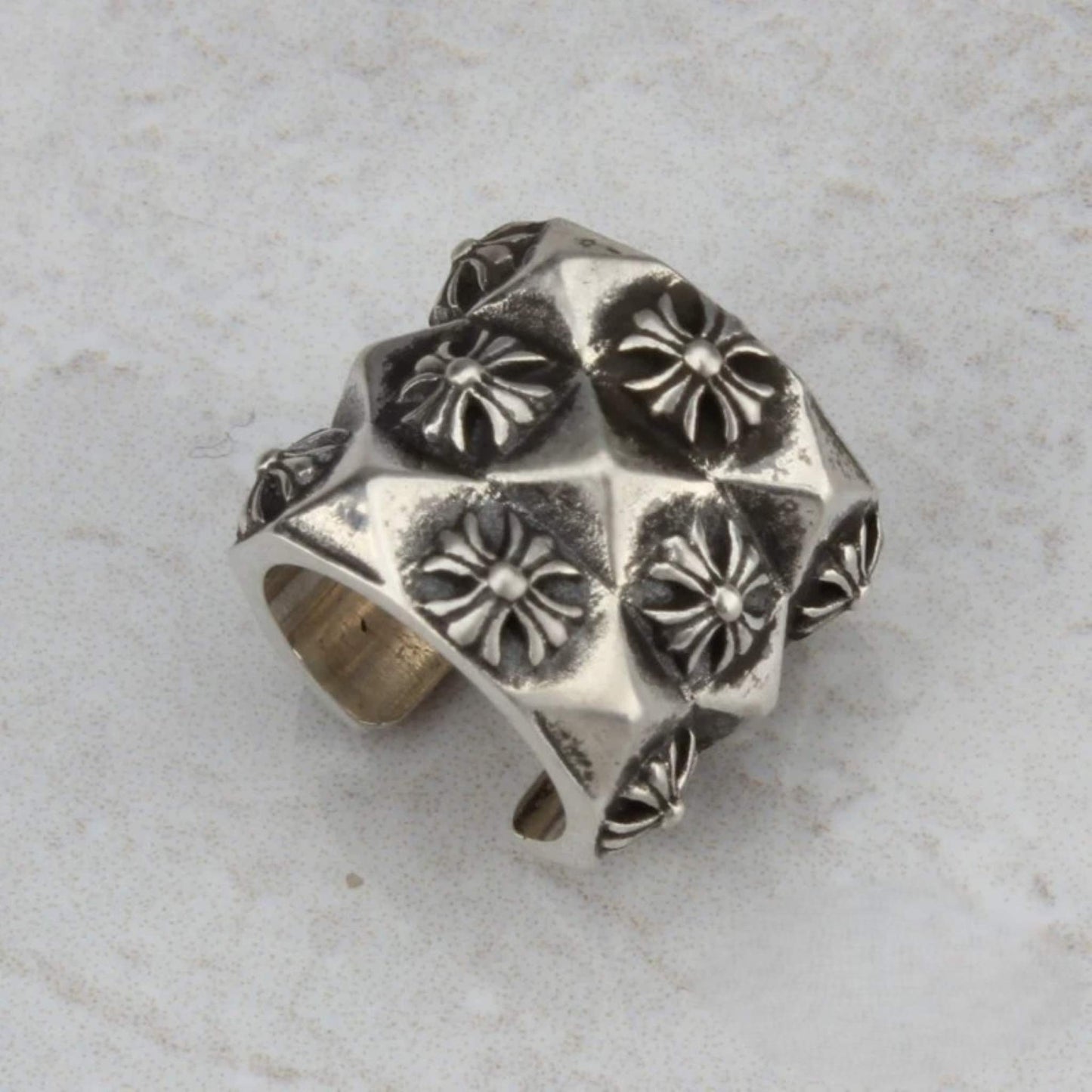 Chrome Hearts Gothic Cross Ear Cuff, CH Sterling Silver Punk Statement Earrings