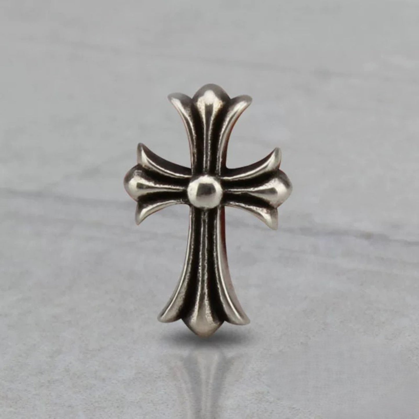 Chrome Hearts Gothic Cross Earrings, CH Sterling Silver Punk Statement Stud Earring