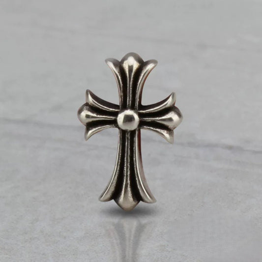 Chrome Hearts Gothic Cross Earrings, CH Sterling Silver Punk Statement Stud Earring