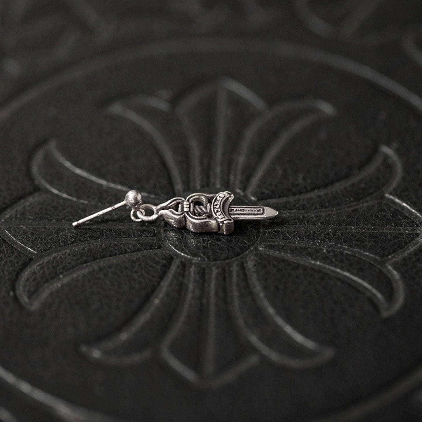 Chrome Hearts Gothic Dagger Earrings, 925 Silver Punk Statement Earrings